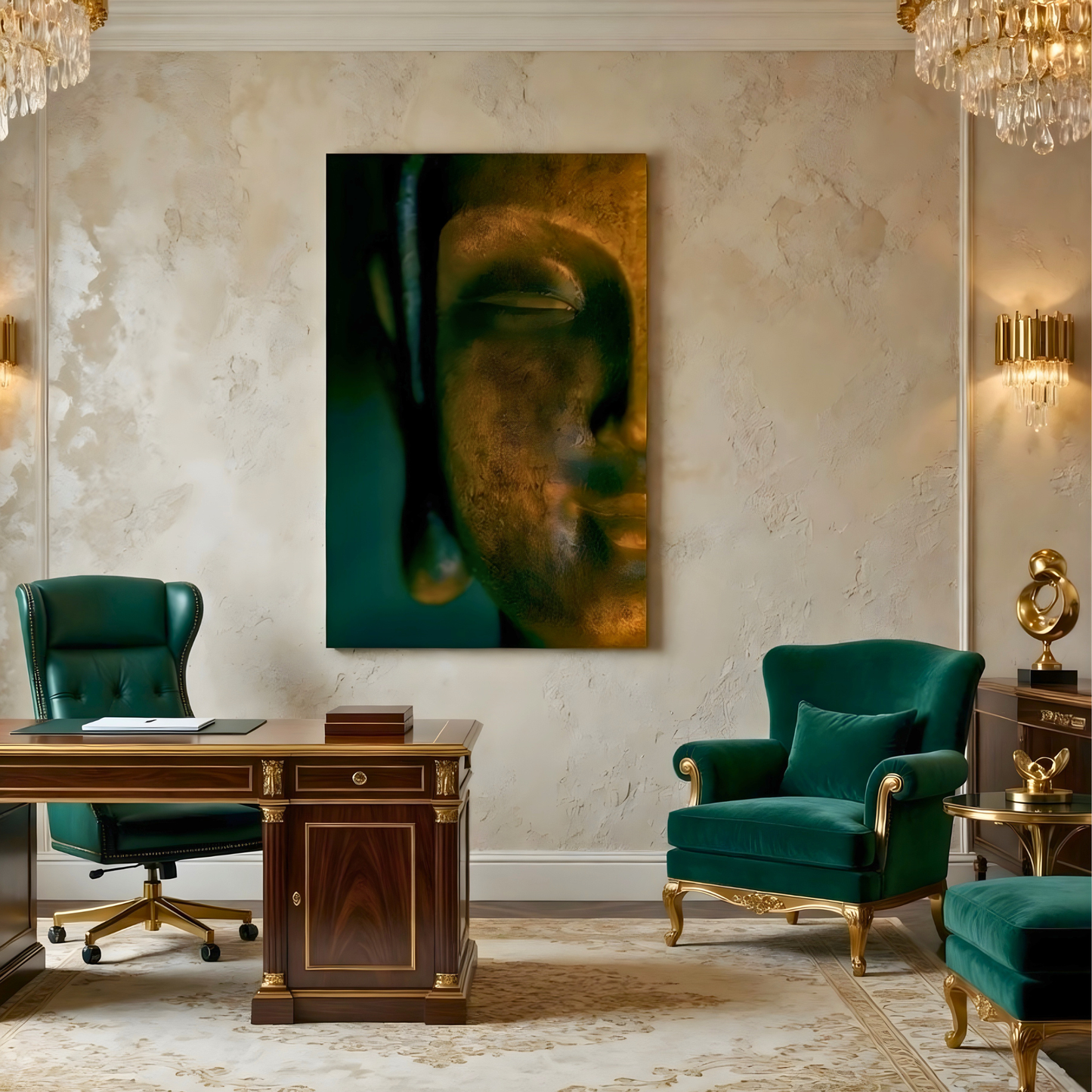 Buddha Nirvana Half Face Glass Wall Art