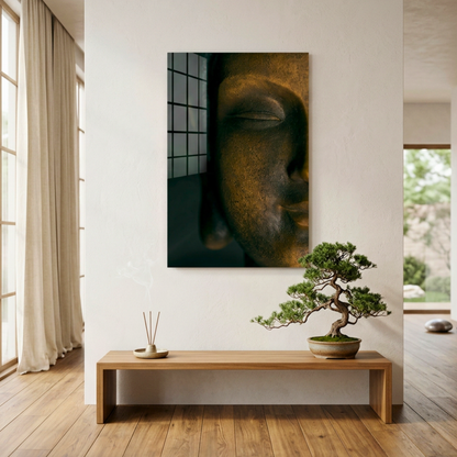 Buddha Nirvana Half Face Glass Wall Art
