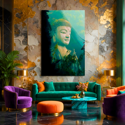 Harmony in Stillness Buddha Glass Wall Art
