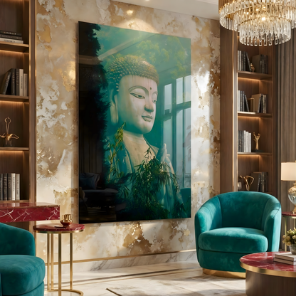 Harmony in Stillness Buddha Glass Wall Art