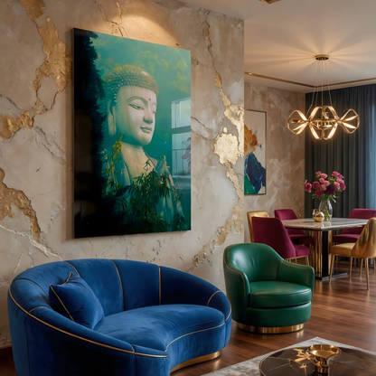 Harmony in Stillness Buddha Glass Wall Art
