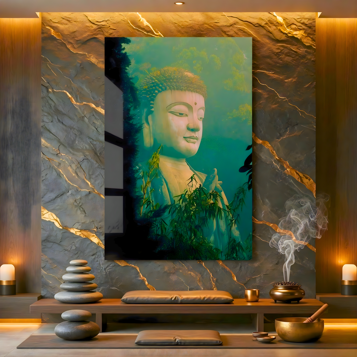 Harmony in Stillness Buddha Glass Wall Art