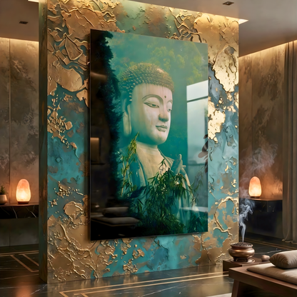 Harmony in Stillness Buddha Glass Wall Art