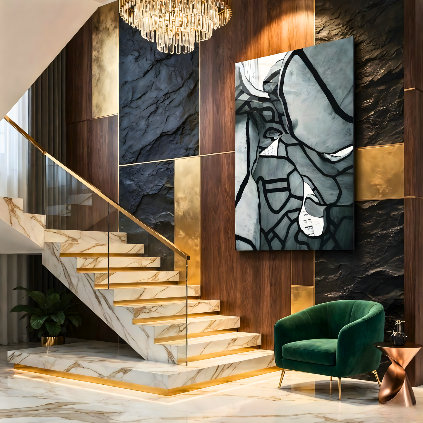 Abstract Marble Flow Glass Wall Art