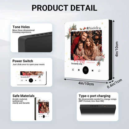Minteefy custom music plaque – winter couple photo with Billie Eilish song and player overlay design.