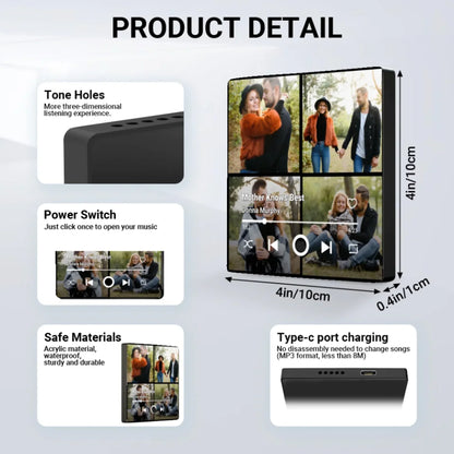 Minteefy custom fridge magnet – personalized music player design with couple photos and names