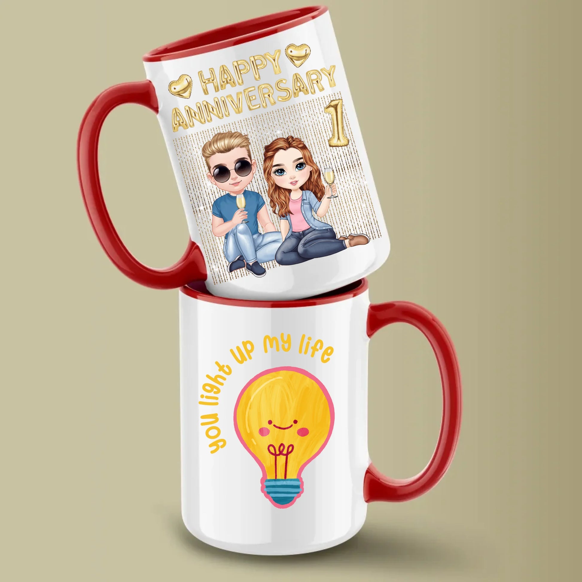 Glossy Two 15oz Mug Mockup red
