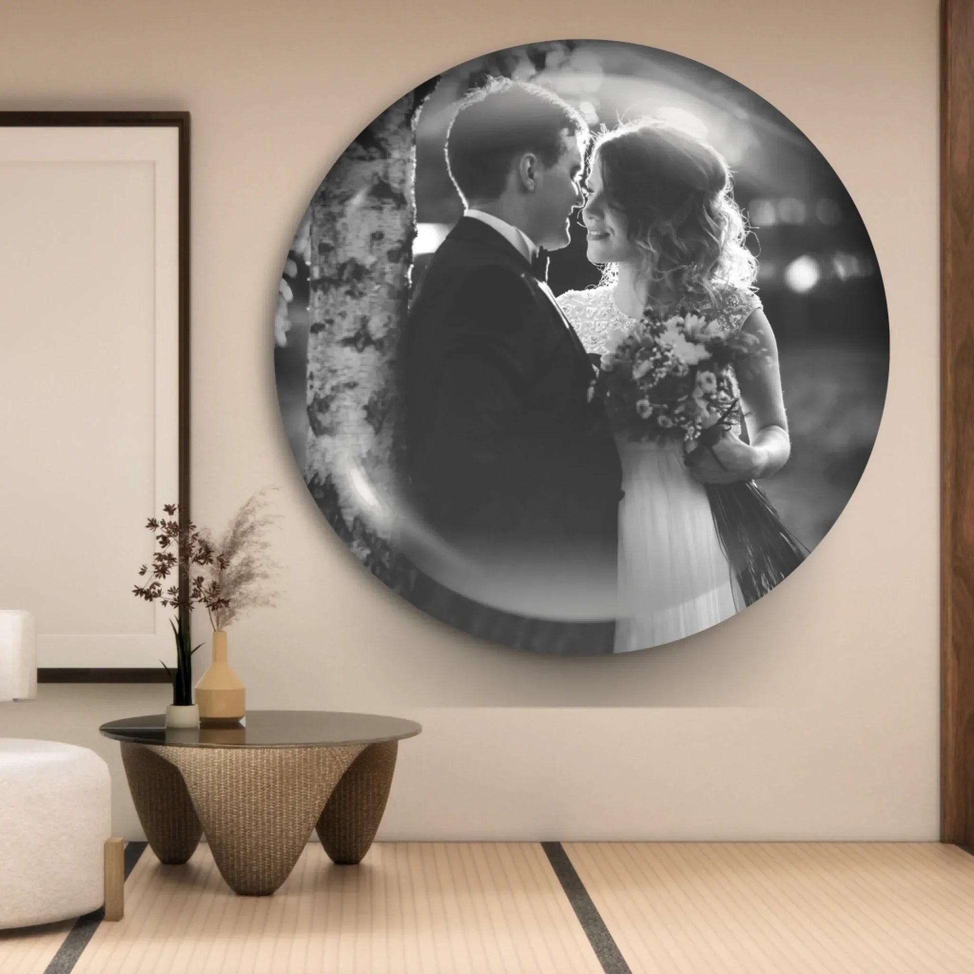 Custom Round Glass Art – Personalized Glass Wall Decor.
