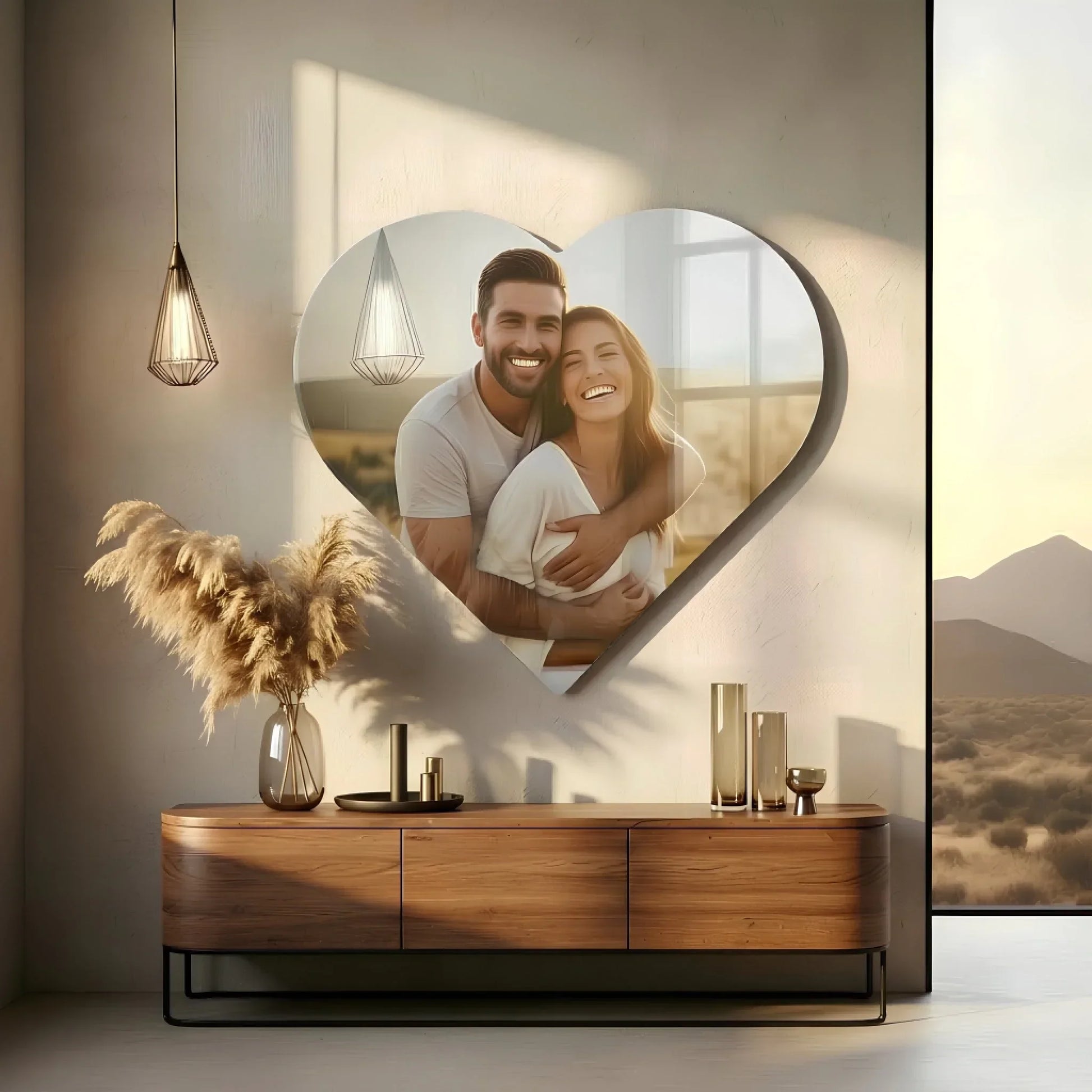 Custom Heart Glass Art – Personalized Glass Wall Decor.