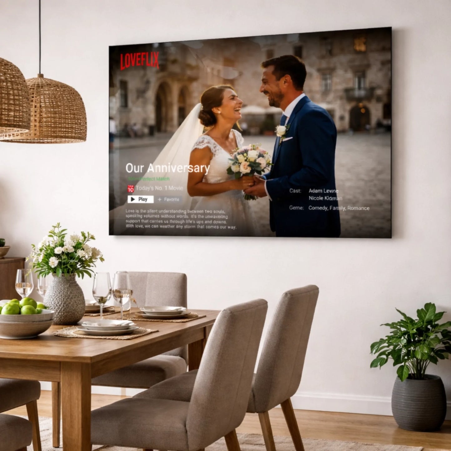 Custom Netflix Photo Movie Glass Wall Art.