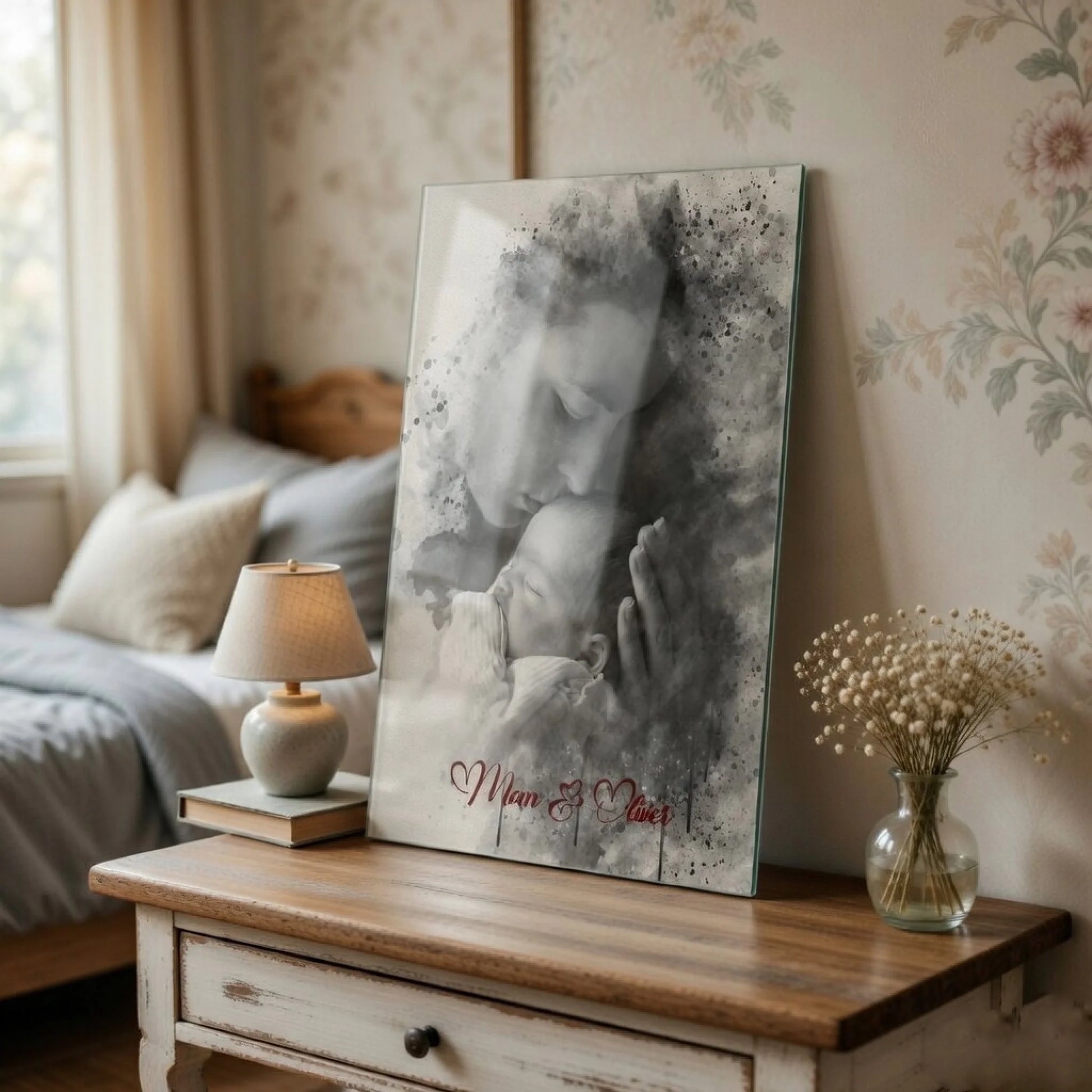 Custom Watercolor Glass Wall Art.