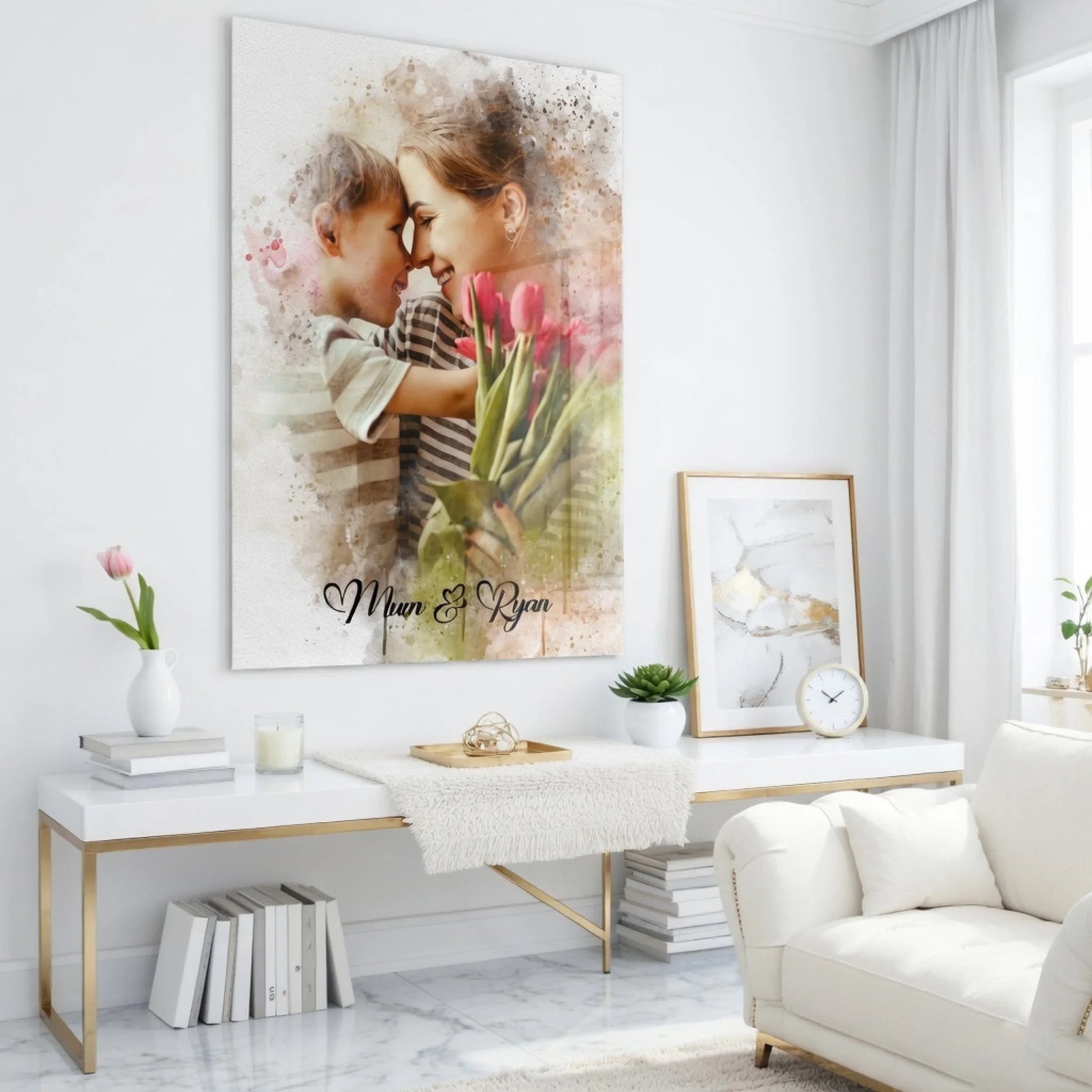 Custom Watercolor Glass Wall Art.
