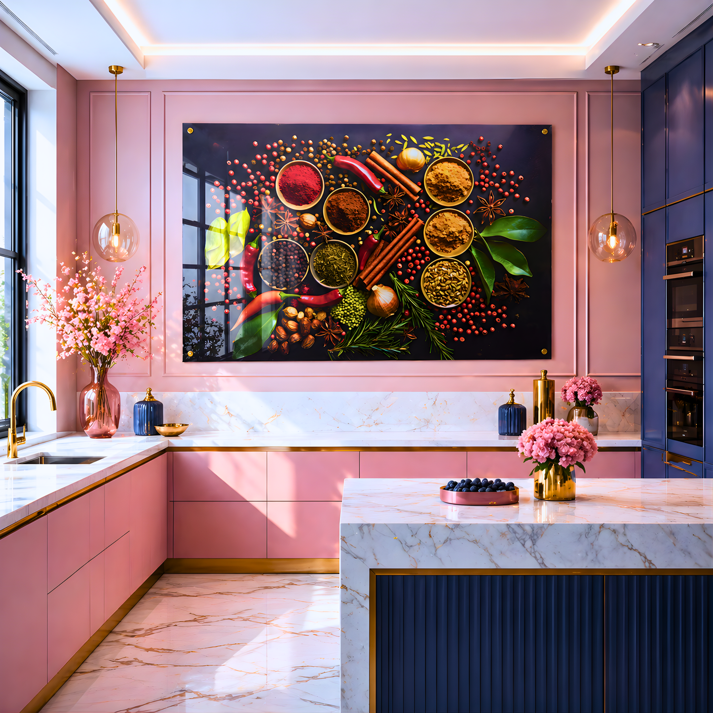 Kitchen Spices Glass Wall Art