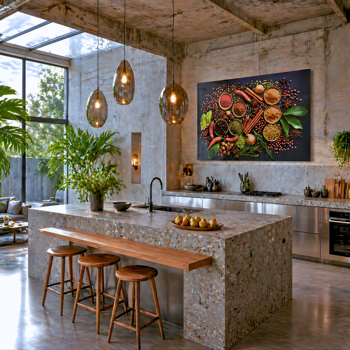 Kitchen Spices Glass Wall Art