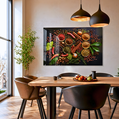 Kitchen Spices Glass Wall Art