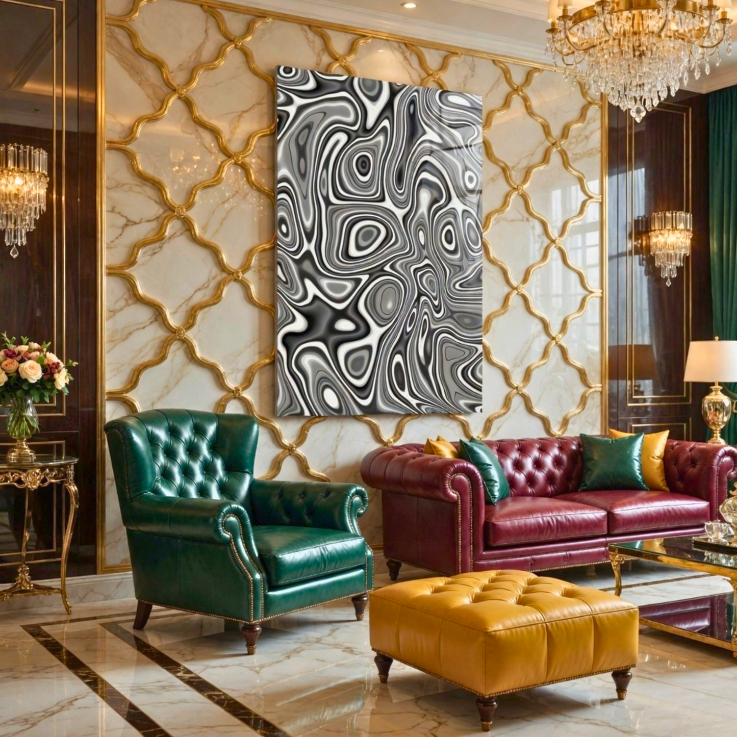 Liquid Marble Swirl Glass Wall Art