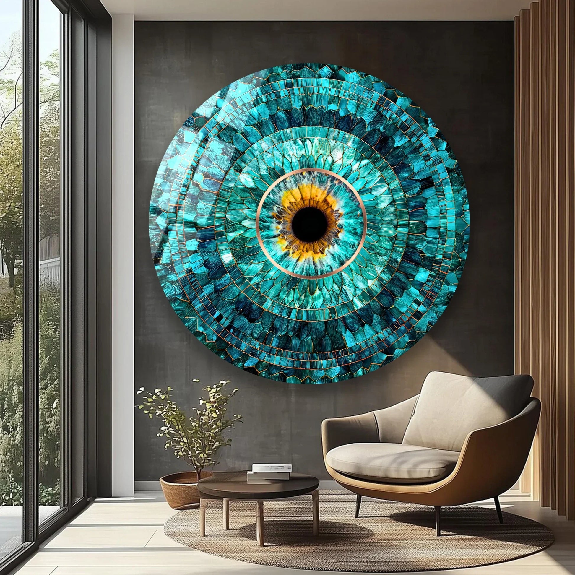 Blue Evil Eye Stained Glass Wall Art | Protective Glass Decor.