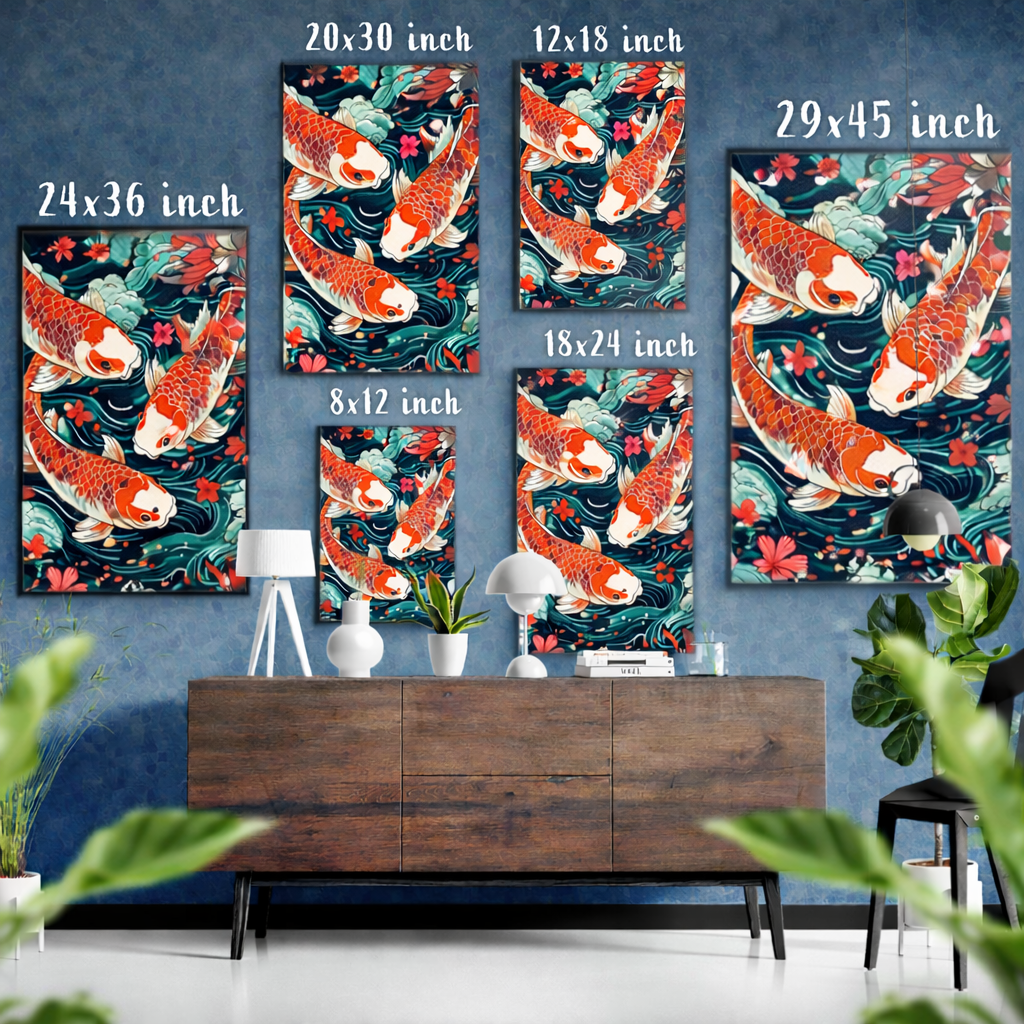 Trinity Flow Koi Harmony Glass Poster