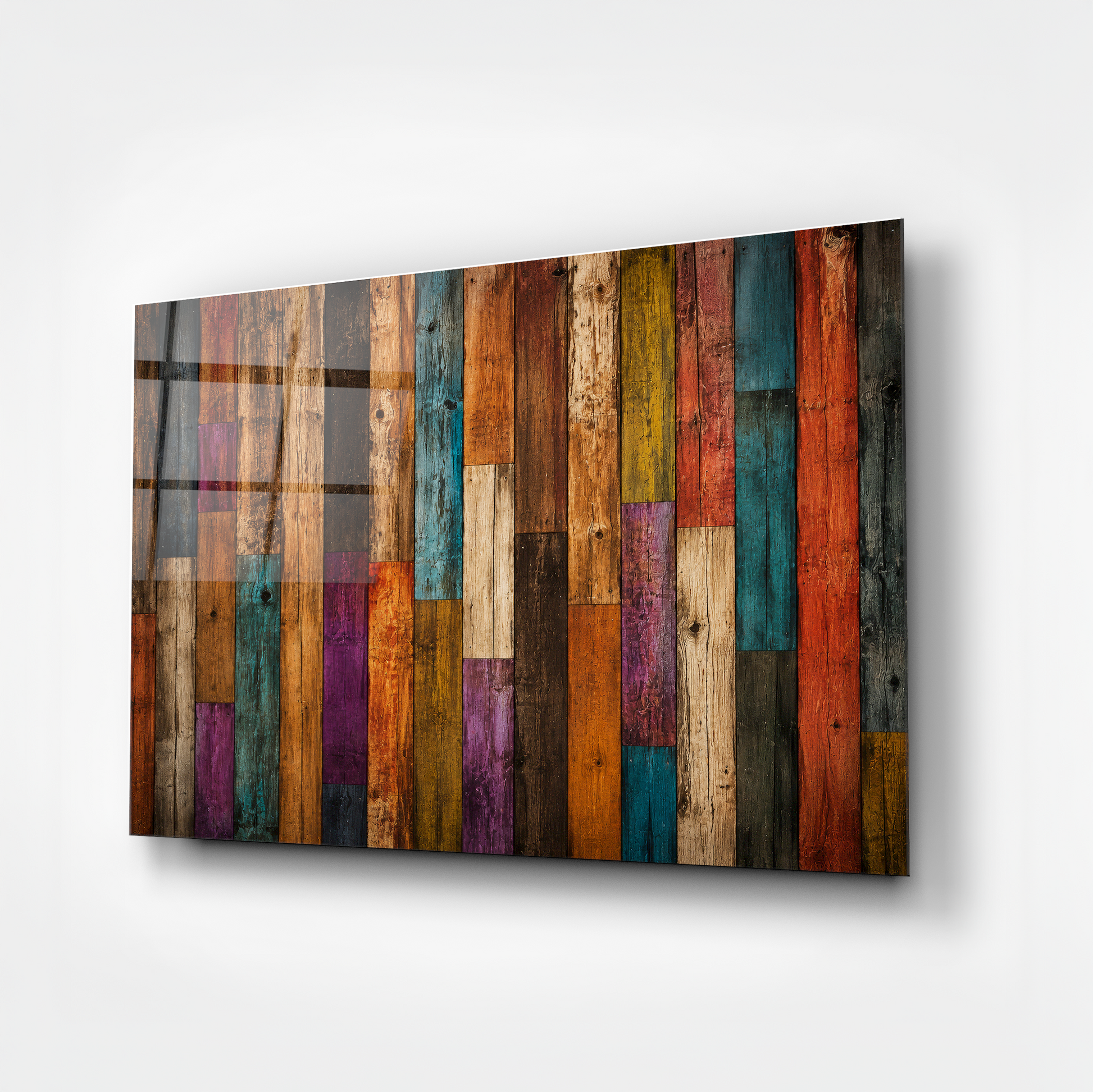 Colorful Wood Texture Glass Wall Art