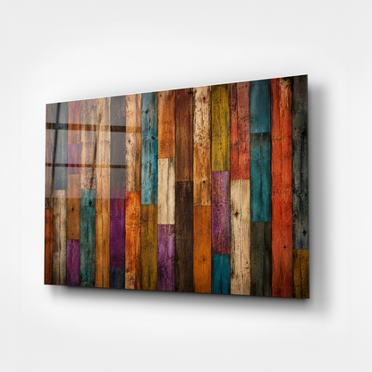 Colorful Wood Texture Glass Wall Art