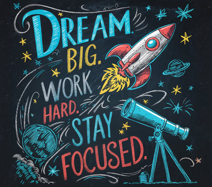 Dream big. Work hard. Stay focused. A daily dose of motivation in every sip.