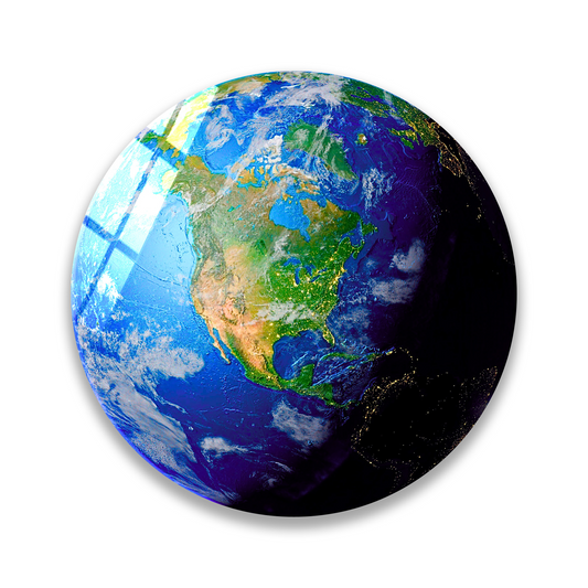Earth From Space Glass Wall Art.