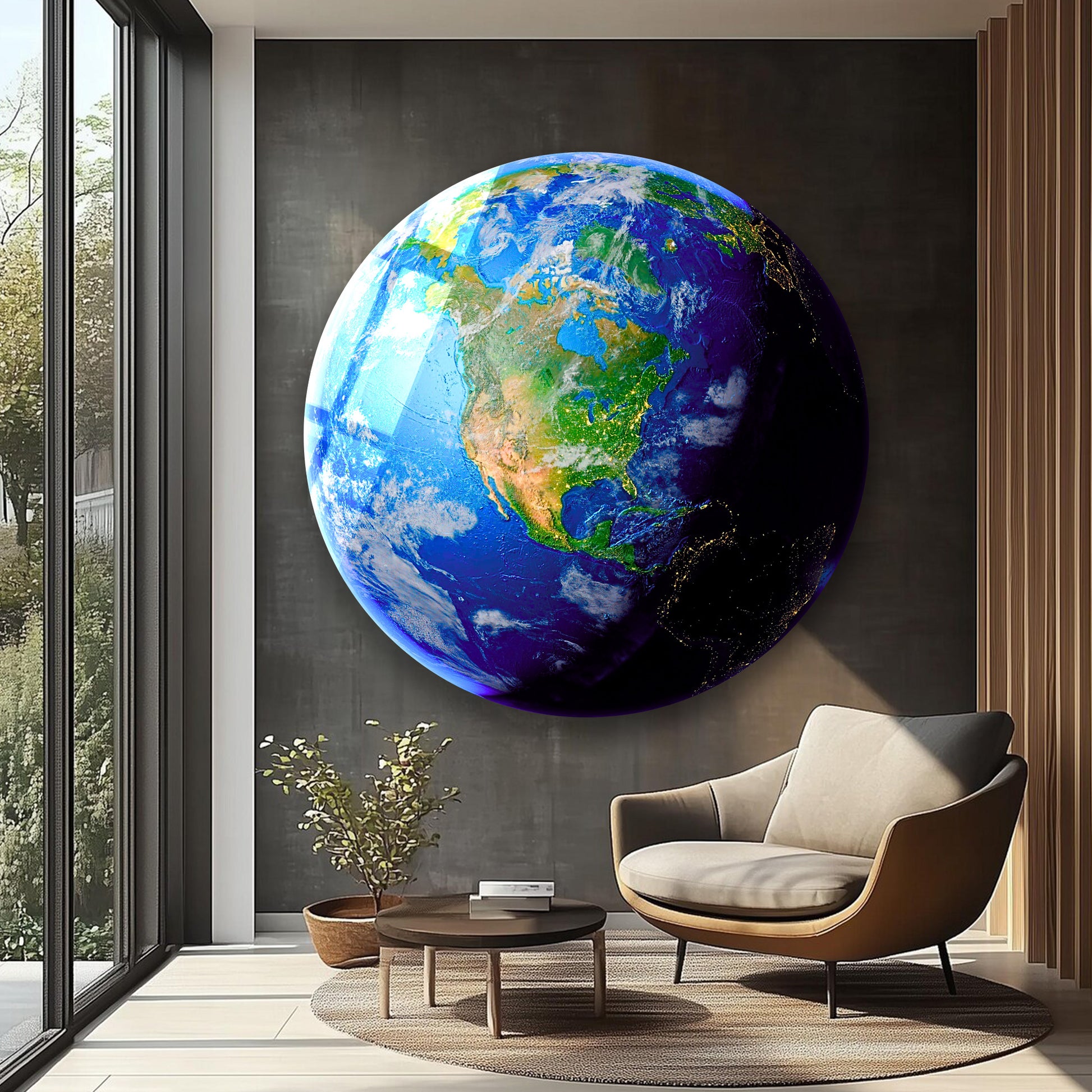 Earth From Space Glass Wall Art.