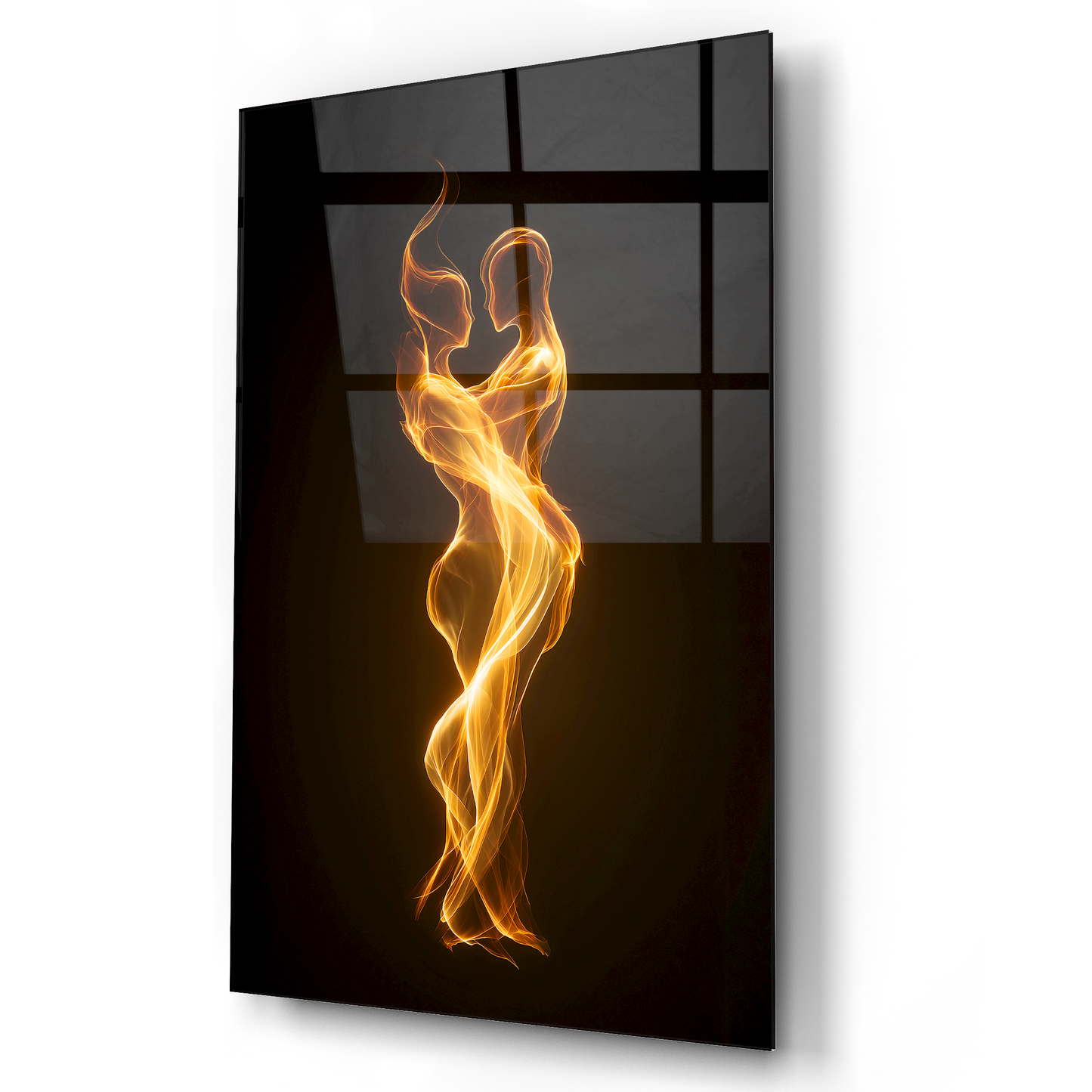 Flame couple Glass Wall Art