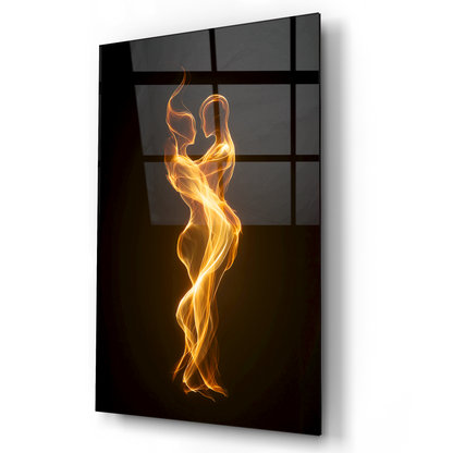 Flame couple Glass Wall Art