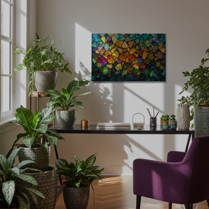 Prismatic Mosaic Glass Wall Art – Colorful Abstract Glass Decor