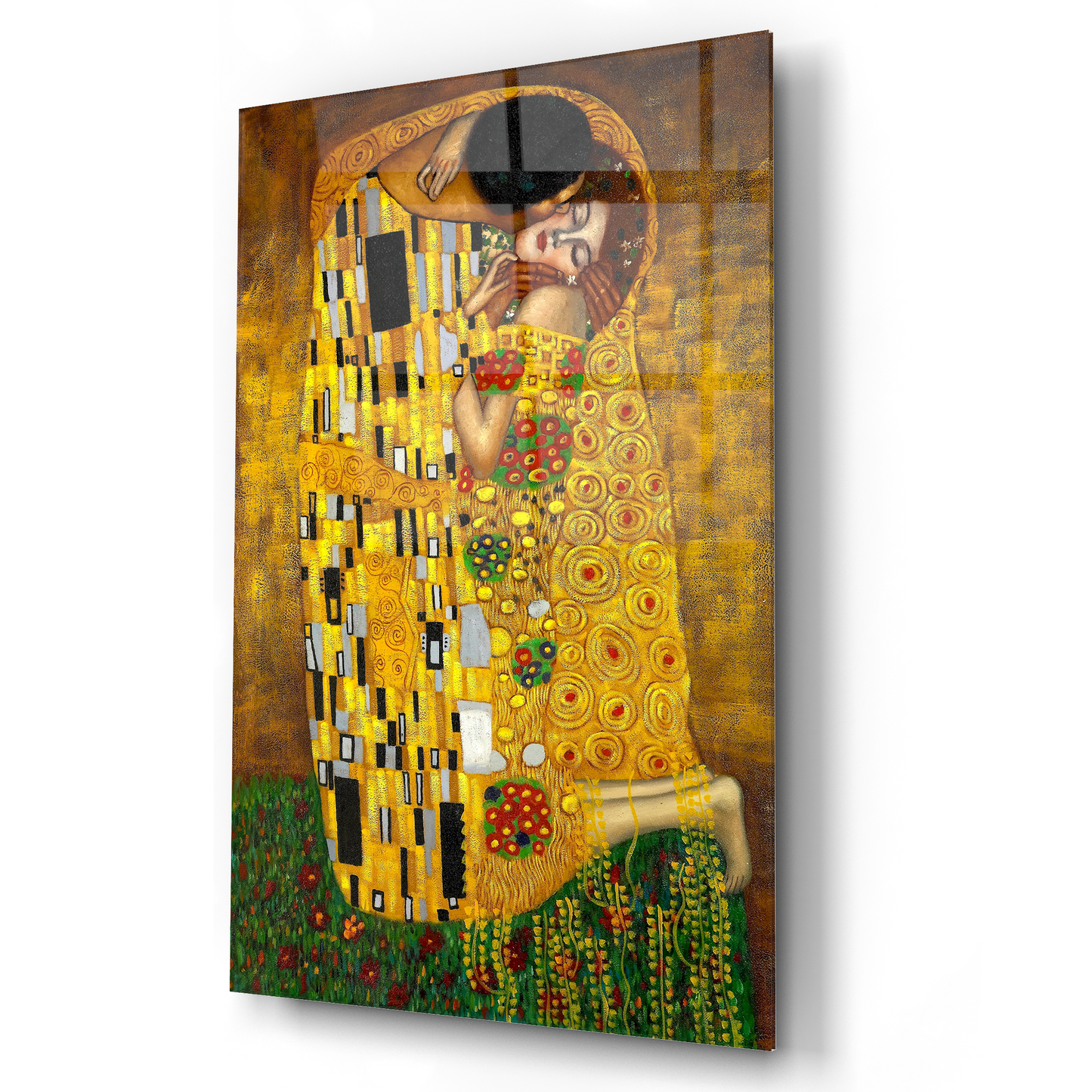 Gustav Klimt The Kiss Glass Wall Art
