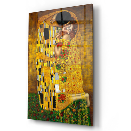 Gustav Klimt The Kiss Glass Wall Art