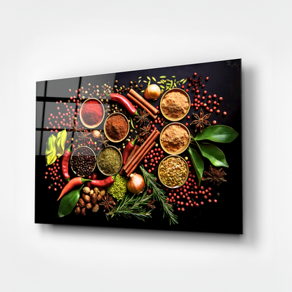 Kitchen Spices Glass Wall Art