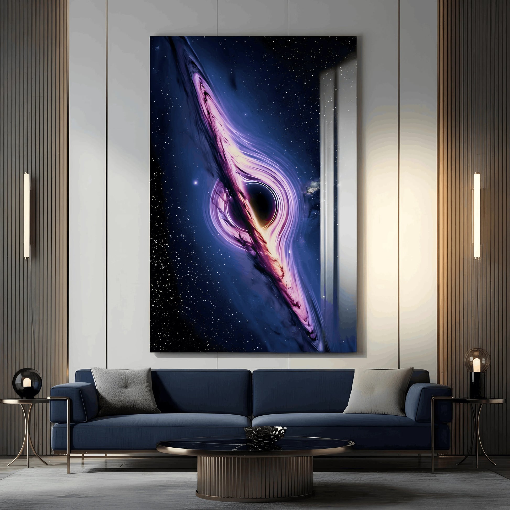 Black Hole – Luminous Cosmic Glass Wall Art.