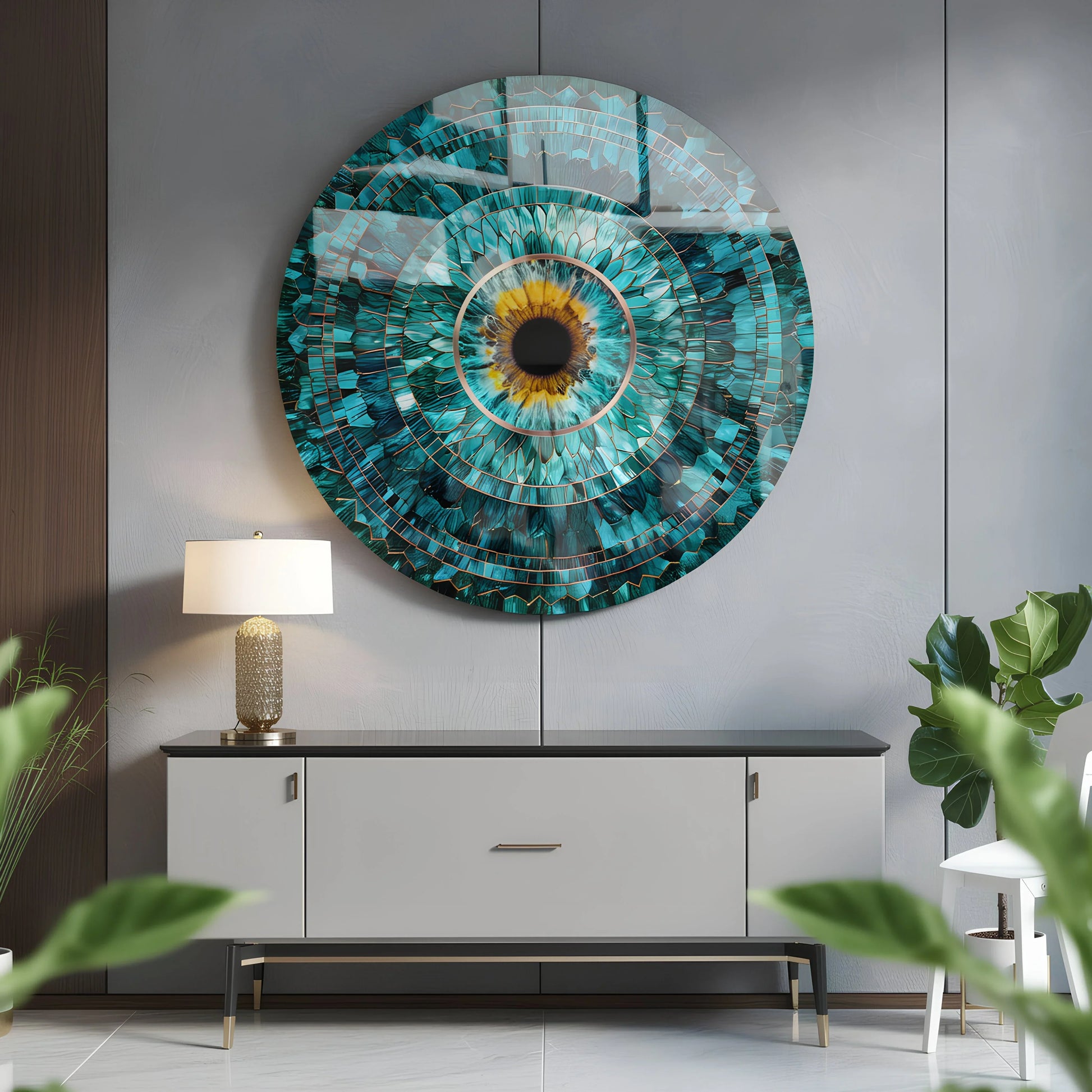 Blue Evil Eye Stained Glass Wall Art | Protective Glass Decor.
