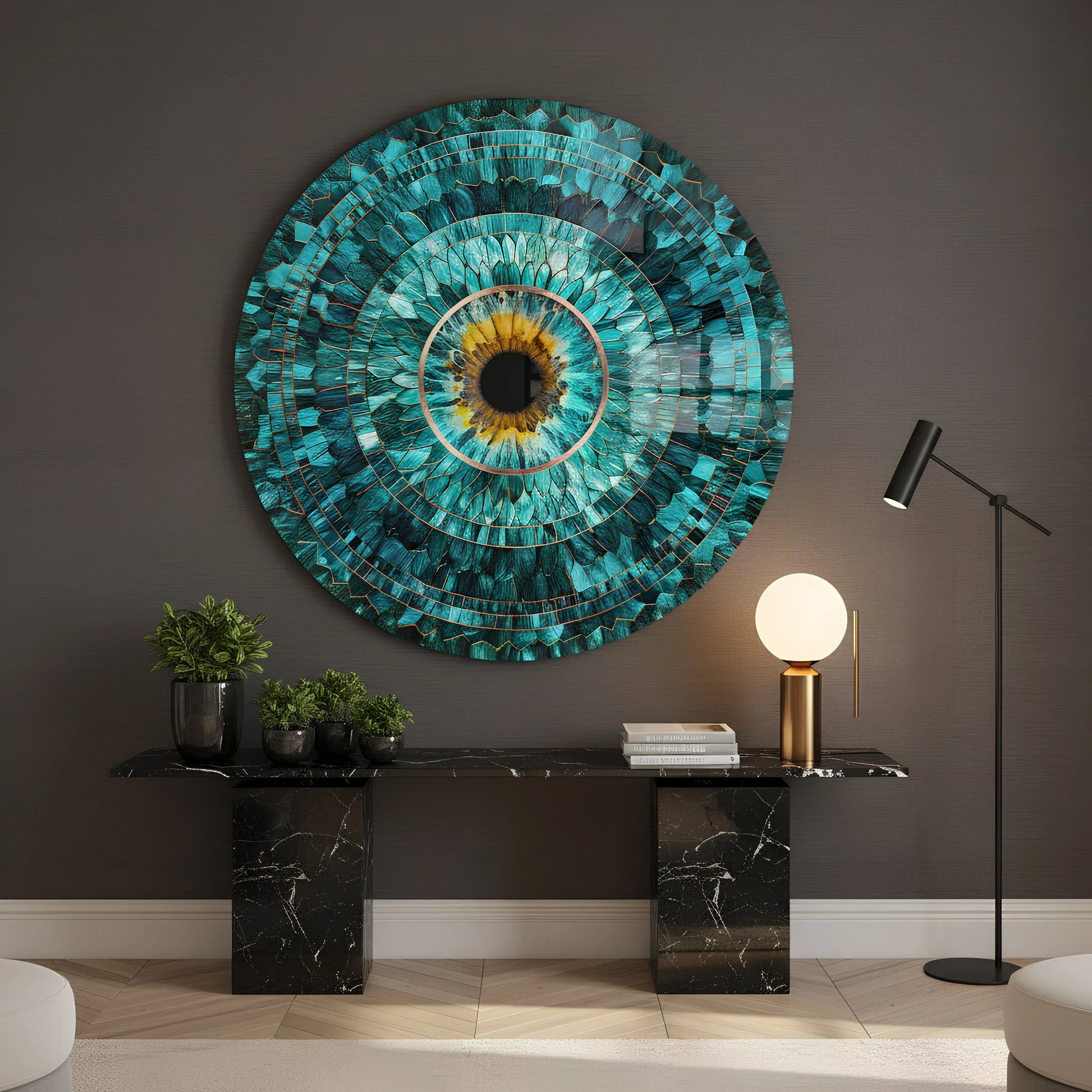 Blue Evil Eye Stained Glass Wall Art | Protective Glass Decor.