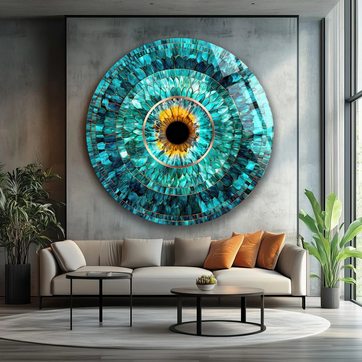 Blue Evil Eye Stained Glass Wall Art | Protective Glass Decor.
