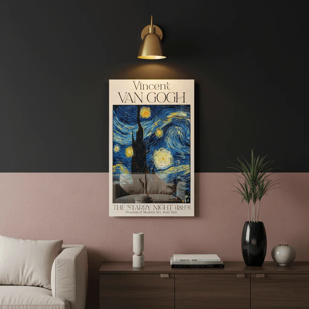 Vincent Van Gogh Starry Night Glass Wall Art.