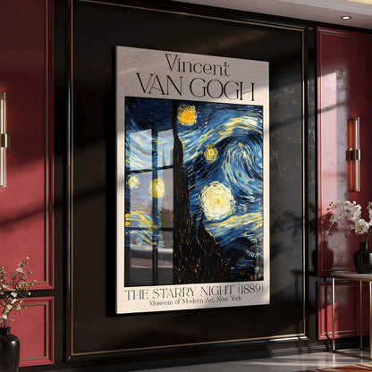 Vincent Van Gogh Starry Night Glass Wall Art.