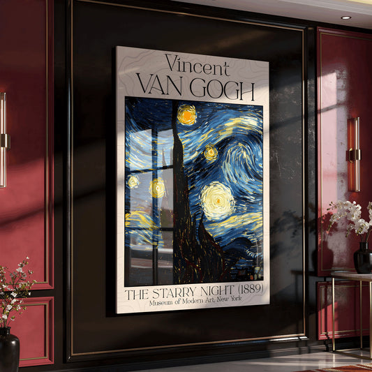 Vincent Van Gogh Starry Night Glass Wall Art.