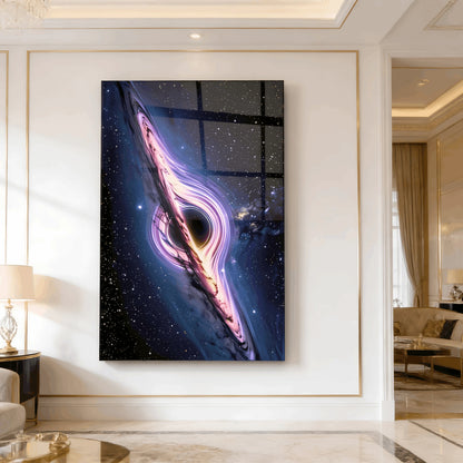 Black Hole – Luminous Cosmic Glass Wall Art.