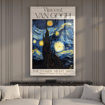 Vincent Van Gogh Starry Night Glass Wall Art.
