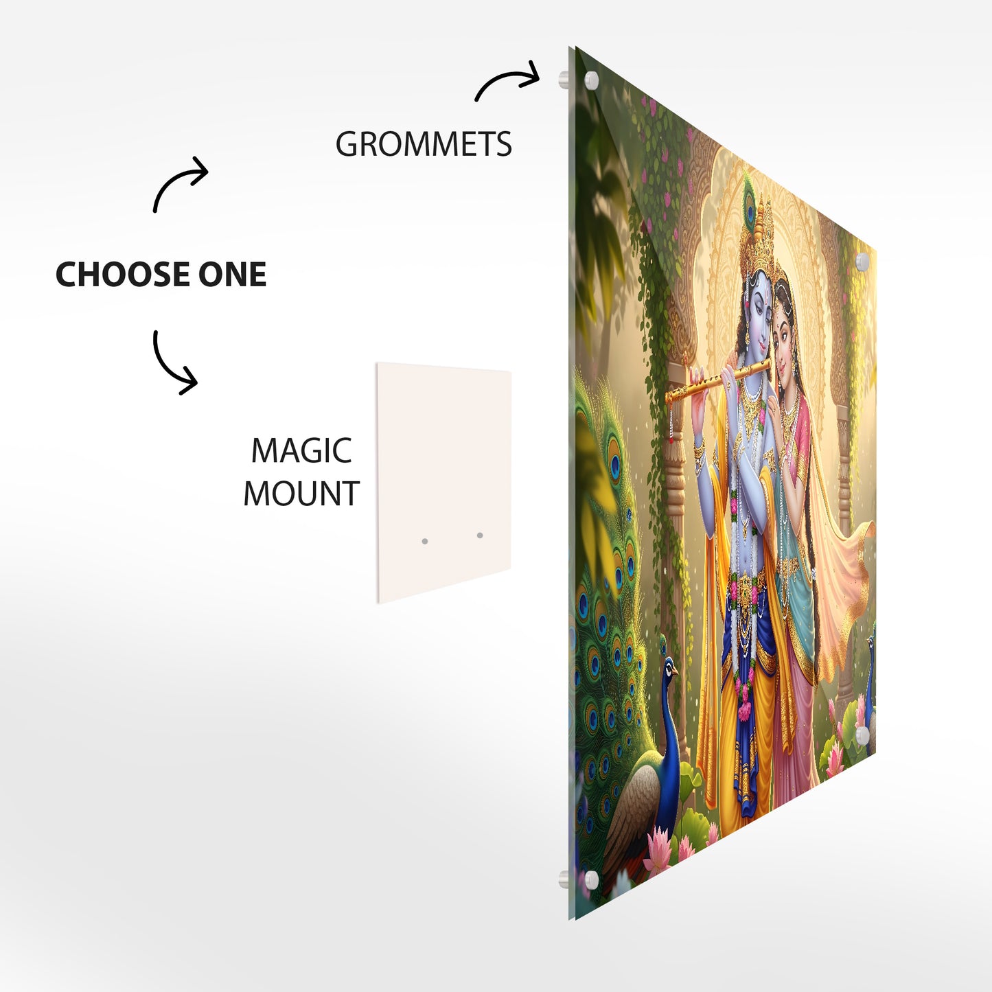 Radha Krishna Spiritual Glass Wall Art