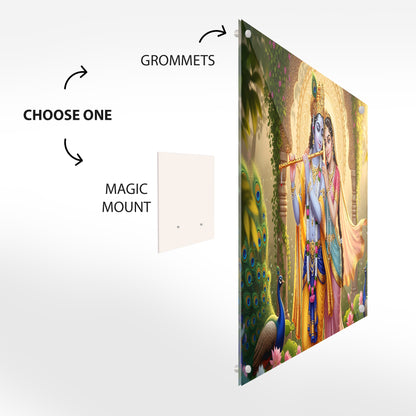 Radha Krishna Spiritual Glass Wall Art