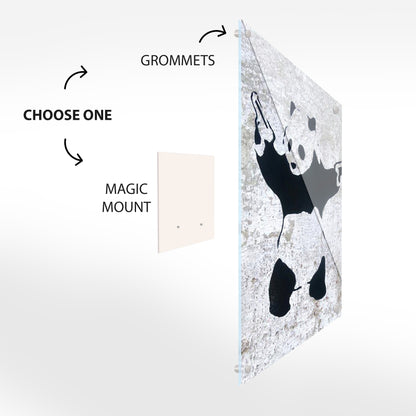 Banksy Style Panda Street Glass Art