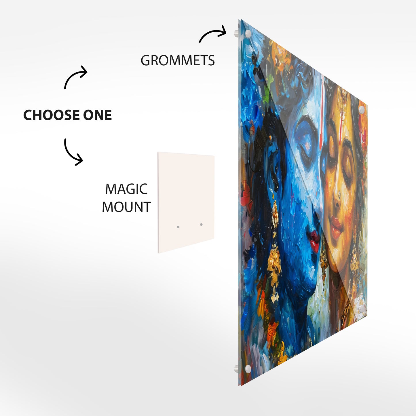 Divine Union Radha Krishna Glass Wall Art