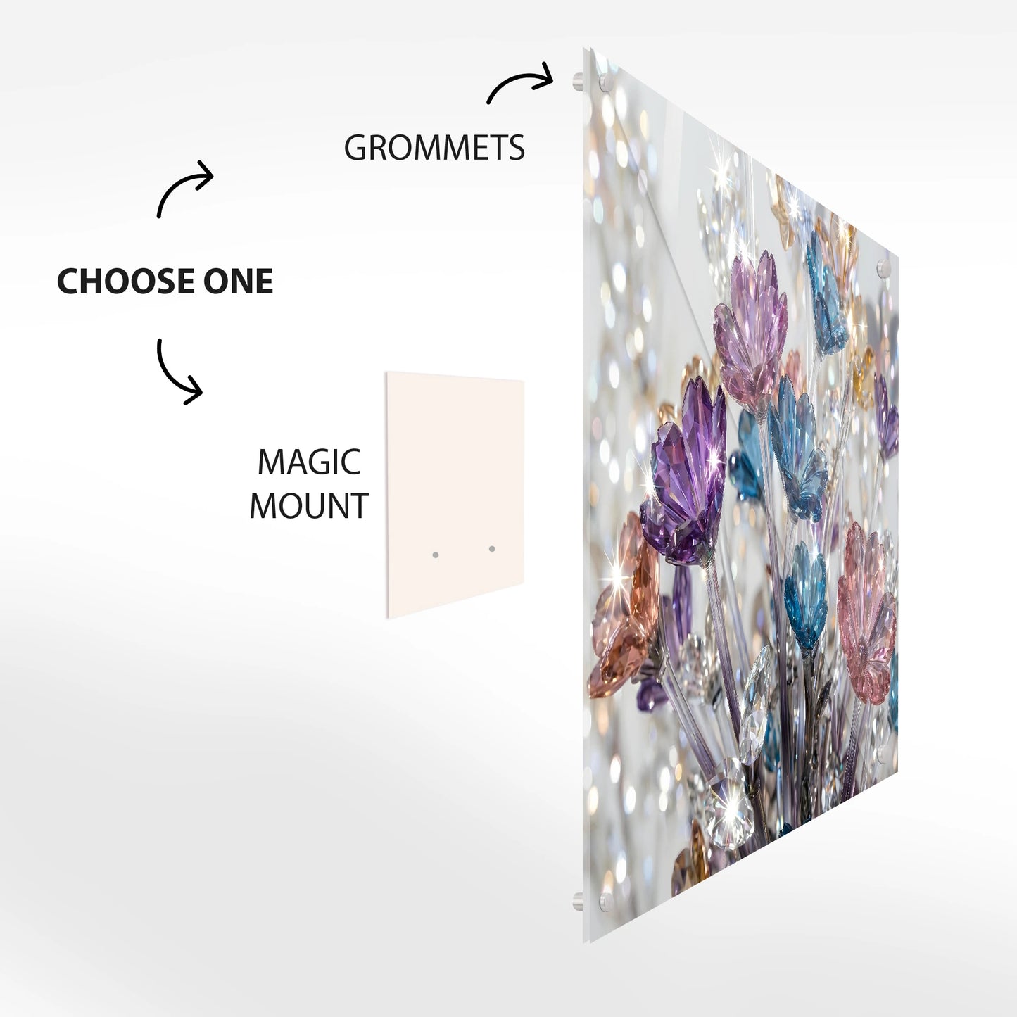 Crystal Flower Bouquet Glass Wall Art