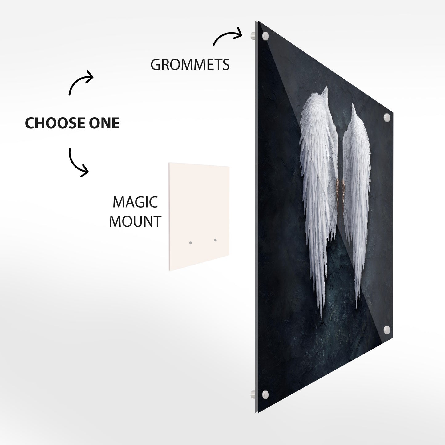 Guardian Angel Wings Faith Inspired Glass Wall Art