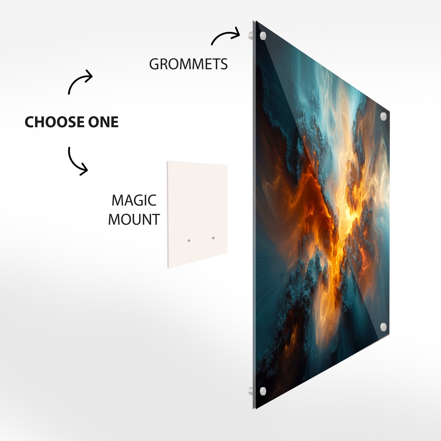 Abstract Fire and Ice – Colorful Abstract Explosion Glass Wall Art