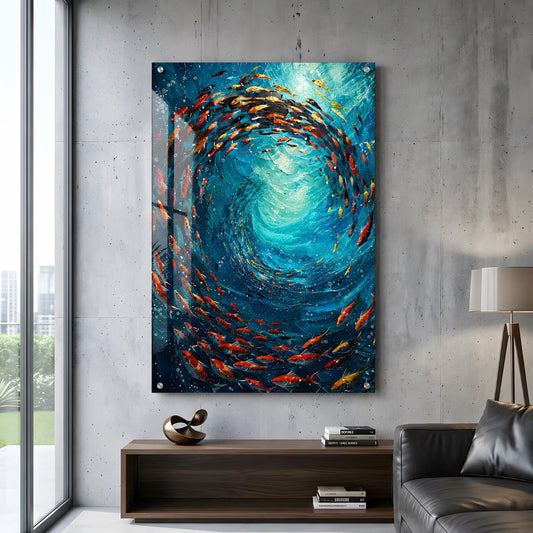 Original School of Fish Glass Wall Art